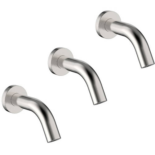 Additional image for 3 x Sensor Wall Mounted Basin Taps 220mm (B Steel).