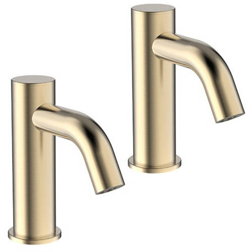 Additional image for 2 x Sensor Monoblock Basin Taps (Brushed Brass).