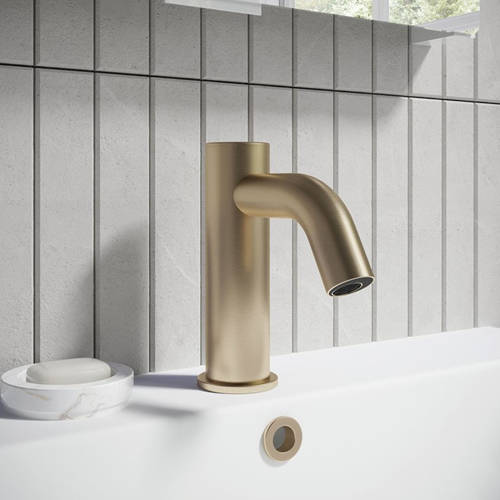 Additional image for 2 x Sensor Monoblock Basin Taps (Brushed Brass).