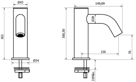 Additional image for 2 x Sensor Monoblock Basin Taps (Brushed Brass).