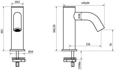 Additional image for 2 x Sensor Monoblock Basin Taps (Brushed Steel).