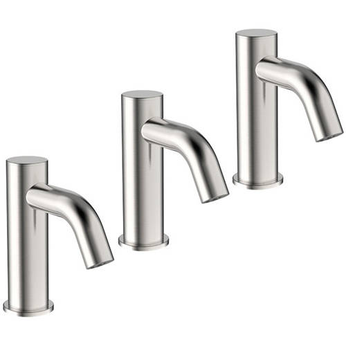 Additional image for 3 x Sensor Monoblock Basin Taps (Brushed Steel).