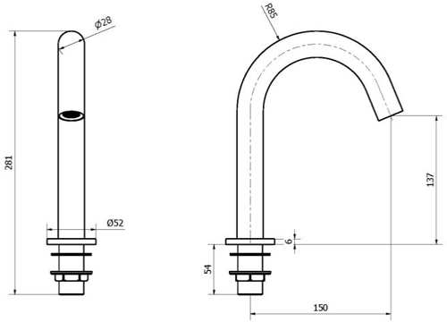 Additional image for 3 x Sensor Deck Mounted Basin Taps (Chrome).