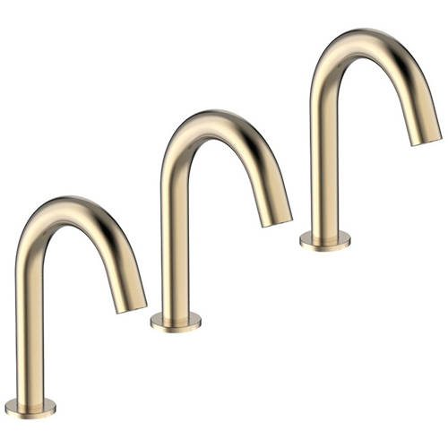 Additional image for 3 x Sensor Deck Mounted Basin Taps (Brushed Brass).