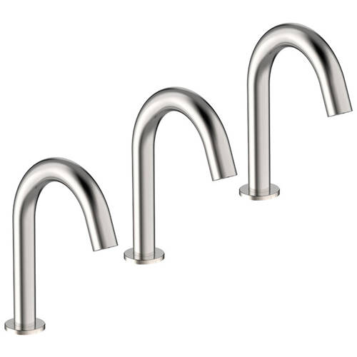 Additional image for 3 x Sensor Deck Mounted Basin Taps (Brushed Steel).