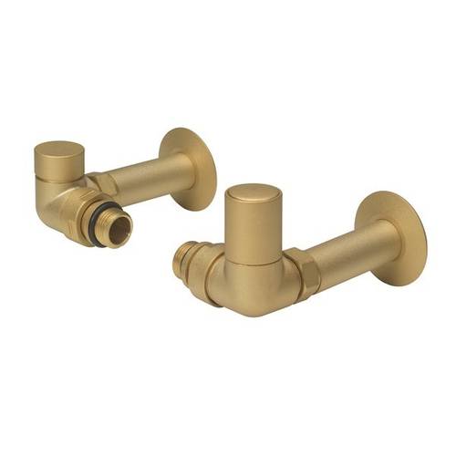 Additional image for Corner Radiator Valves (Brushed Brass).