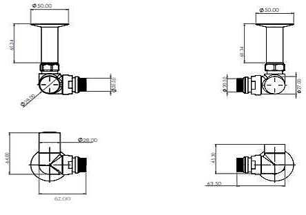 Additional image for Corner Radiator Valves (Brushed Brass).