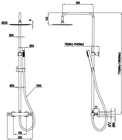 Additional image for Thermostatic Shower Kit (Brushed Bronze).