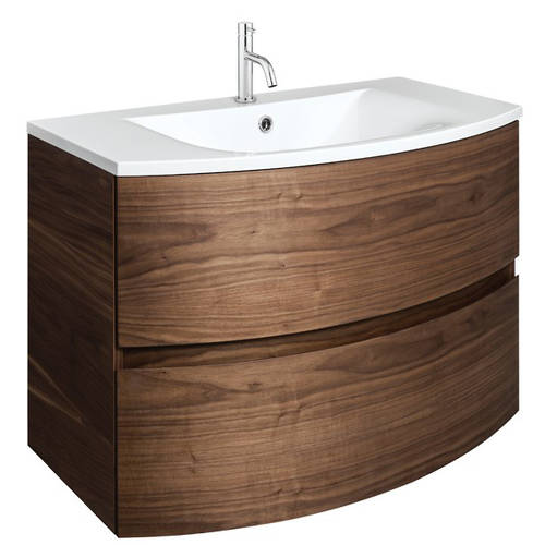 Additional image for Vanity Unit With White Cast Basin (800mm, American Walnut).