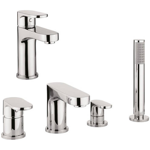Additional image for Basin & 4 Hole Bath Shower Mixer Tap Pack With Kit (Chrome).