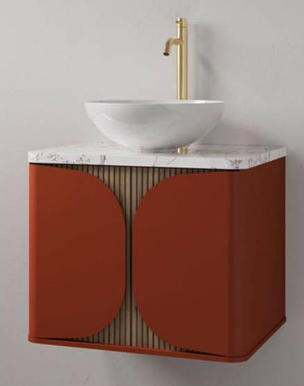 Additional image for Wall Vanity Unit With Marble Top (600mm, Soft Clay).