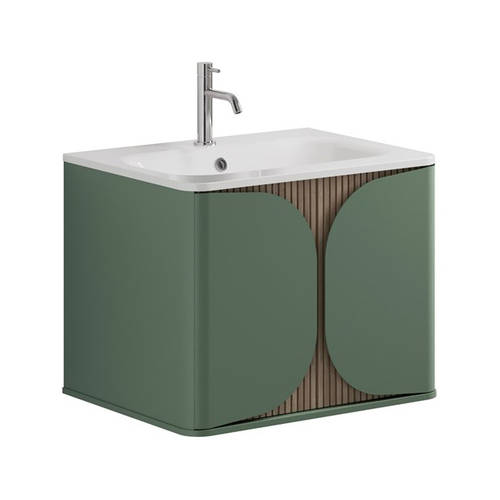 Additional image for Wall Hung Vanity Unit With Basin (600mm, Sage Green).