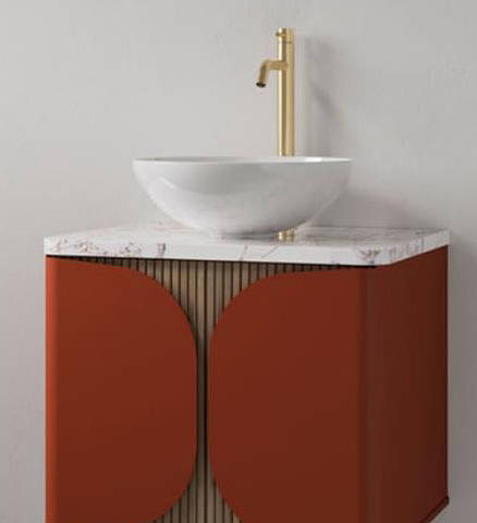 Additional image for Vanity Unit With Marble Top (600mm, Soft Clay).