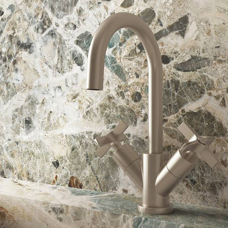 Additional image for Mono Basin Mixer Tap With Crosshead Handles (Br Metallic).