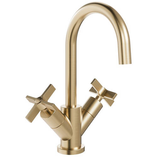 Additional image for Mono Basin Mixer Tap With Crosshead Handles (Br Brass).