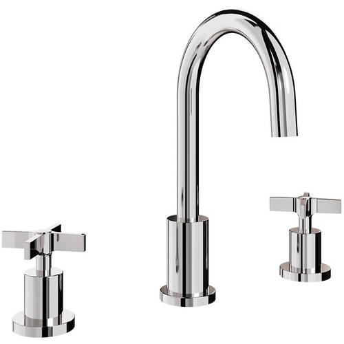 Additional image for 3TH Basin Mixer Tap With Crosshead Handles (Chrome).