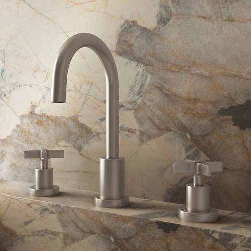 Additional image for 3TH Basin Mixer Tap With Crosshead Handles (Br Metallic).