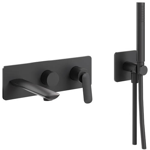 Additional image for Wall-Mounted Bath Shower Mixer Tap (Matt Black).