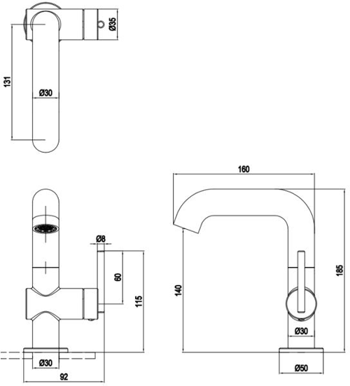 Additional image for Side Lever Basin Mixer Tap (Stainless Steel).