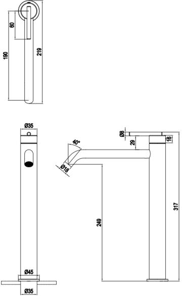 Additional image for Tall Lever Basin Mixer Tap (Brushed Brass).