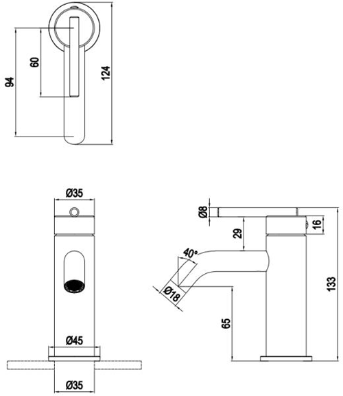 Additional image for Mini Lever Basin Mixer Tap (Slate).