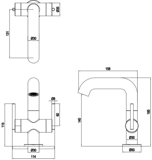 Additional image for Twin Lever Basin Mixer Tap (Brushed Brass).