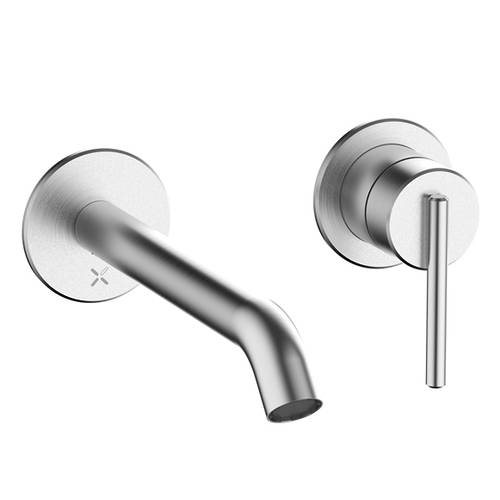 Additional image for Wall Mounted Lever Basin Mixer Tap (Stainless Steel).