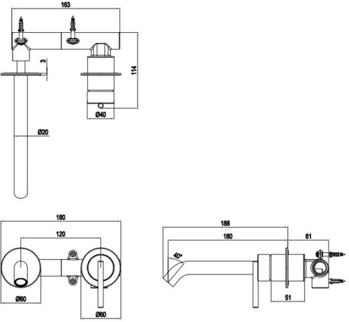 Additional image for Wall Mounted Lever Basin Mixer Tap (Stainless Steel).