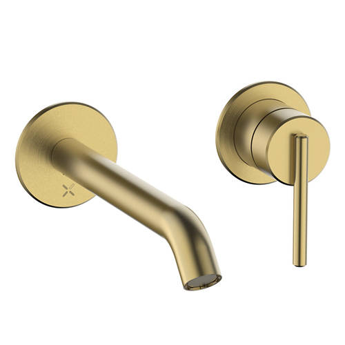 Additional image for Wall Mounted Lever Basin Mixer Tap (Brushed Brass).