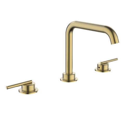 Additional image for 3 Hole Basin Mixer Tap With Lever Handles (Brushed Brass).