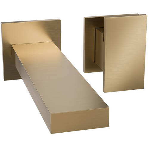 Additional image for Wall Mounted Basin Mixer Tap (Brushed Brass).