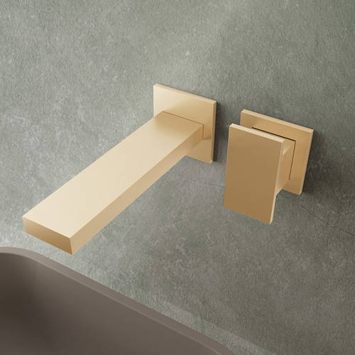 Additional image for Wall Mounted Basin Mixer Tap (Brushed Brass).