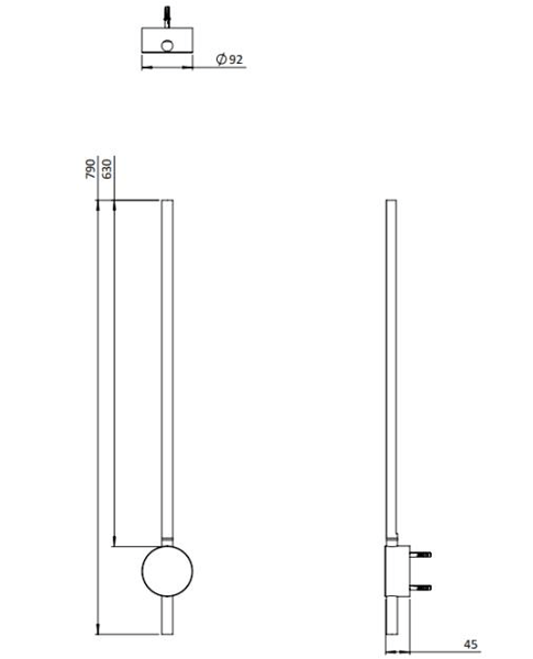 Additional image for Wall Mounted Pillar Light (Chrome).