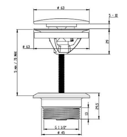 Additional image for Universal Click Clack Basin Waste (Stainless Steel).