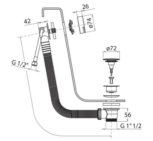 Additional image for Bath Filler With Click Clack Waste (Stainless Steel).