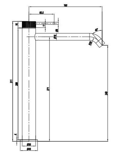 Additional image for Tall Basin Mixer Tap (Stainless Steel).