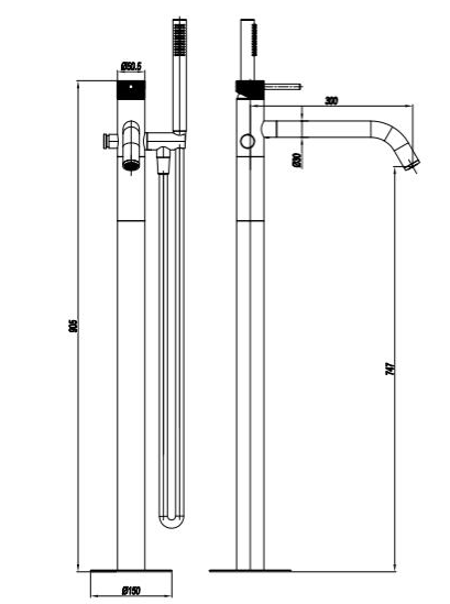 Additional image for Floor Standing Bath Shower Mixer Tap (Stainless Steel).