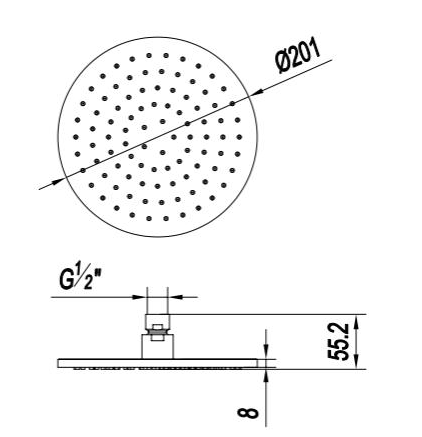 Additional image for 200mm Round Shower Head & Ceiling Arm (S Steel).