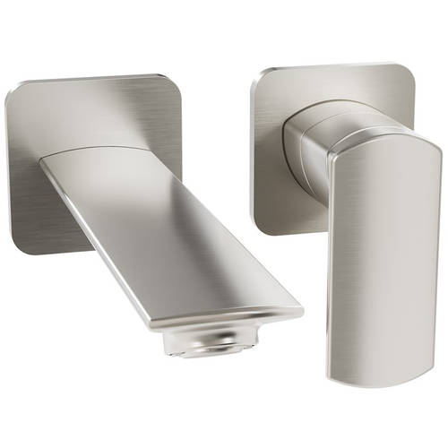 Additional image for Wall Mounted Basin Mixer Tap (Brushed Metallic).