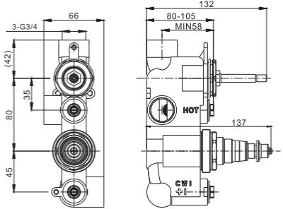 Additional image for Thermostatic Shower Valve (1 Outlet, Matt Black).