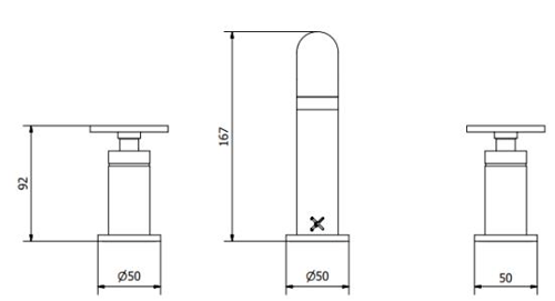 Additional image for Three Hole Deck Mounted Basin Mixer Tap (Brushed Brass).