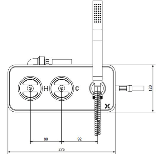 Additional image for Shower Valve With Handset (2-Way, Matt Black).