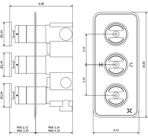 Additional image for Thermostatic Shower Valve (2 Outlets, Brushed Brass).