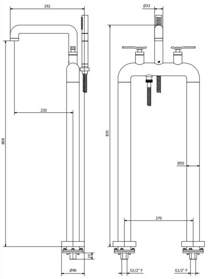 Additional image for Free Standing BSM Tap With Lever Handles (Matt Black).