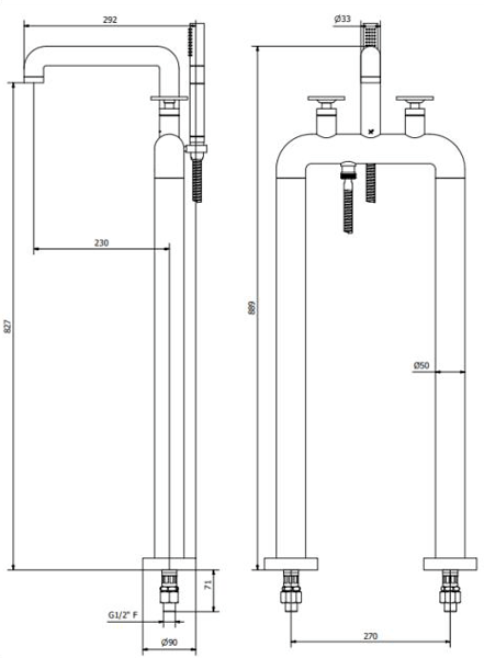 Additional image for Free Standing BSM Tap, Black Lever Handles (Brass).