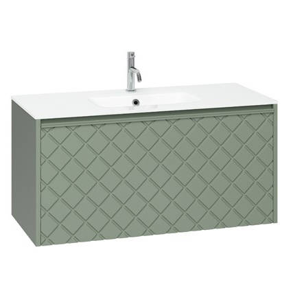 Additional image for Vanity Unit & White Glass Basin (1000mm, Sage Green).
