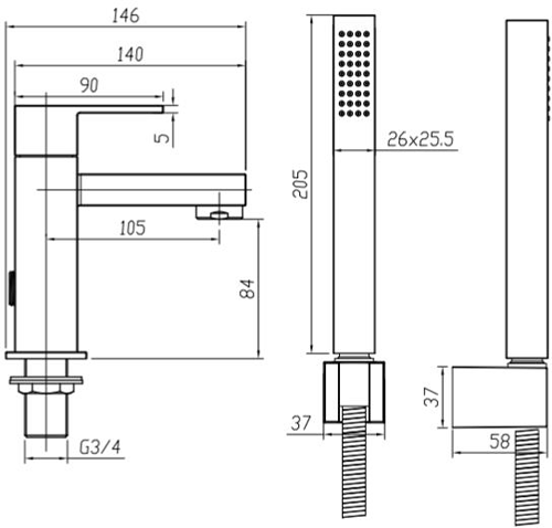 Additional image for Bath Shower Mixer Tap & Kit (Chrome).