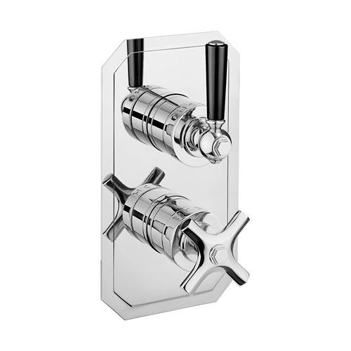 Additional image for Thermostatic Shower Valve (1 Outlet, Chrome & Black).