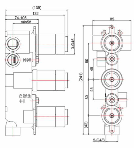 Additional image for Thermostatic Shower Valve With 3 Outlets & Diverter.