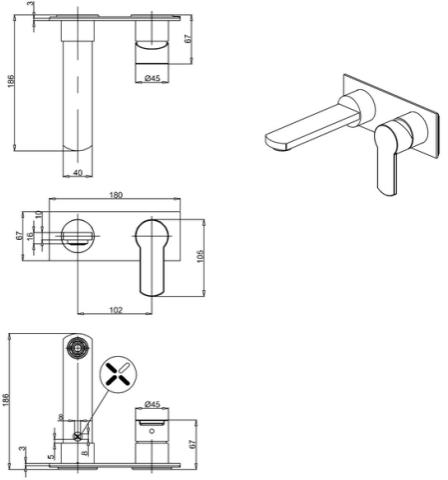 Additional image for Wall Mounted Basin Mixer Tap (Chrome).